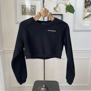 Alphalete Black Cropped Fleece Sweatshirt Pullover Size Small